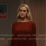 Georgia’s red pleated dress on Ginny & Georgia