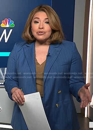 Gilma Avalos’s blue pinstripe blazer on NBC News Daily