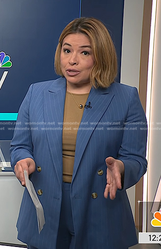 Gilma Avalos’s blue pinstripe blazer on NBC News Daily