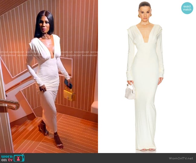 Helsa Jersey Deep V Maxi Dress worn by Kiki Barth (Kiki Barth) on The Real Housewives of Miami