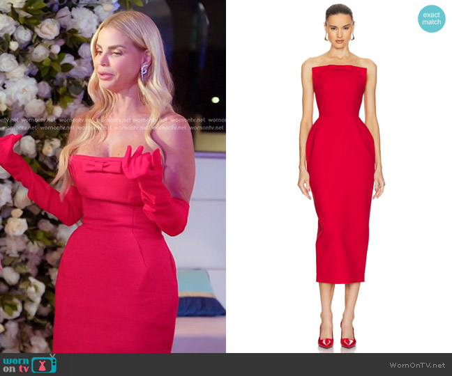 Helsa he S Curve Dress With Bow in Lipstick Red worn by Alexia Echevarria (Alexia Echevarria) on The Real Housewives of Miami