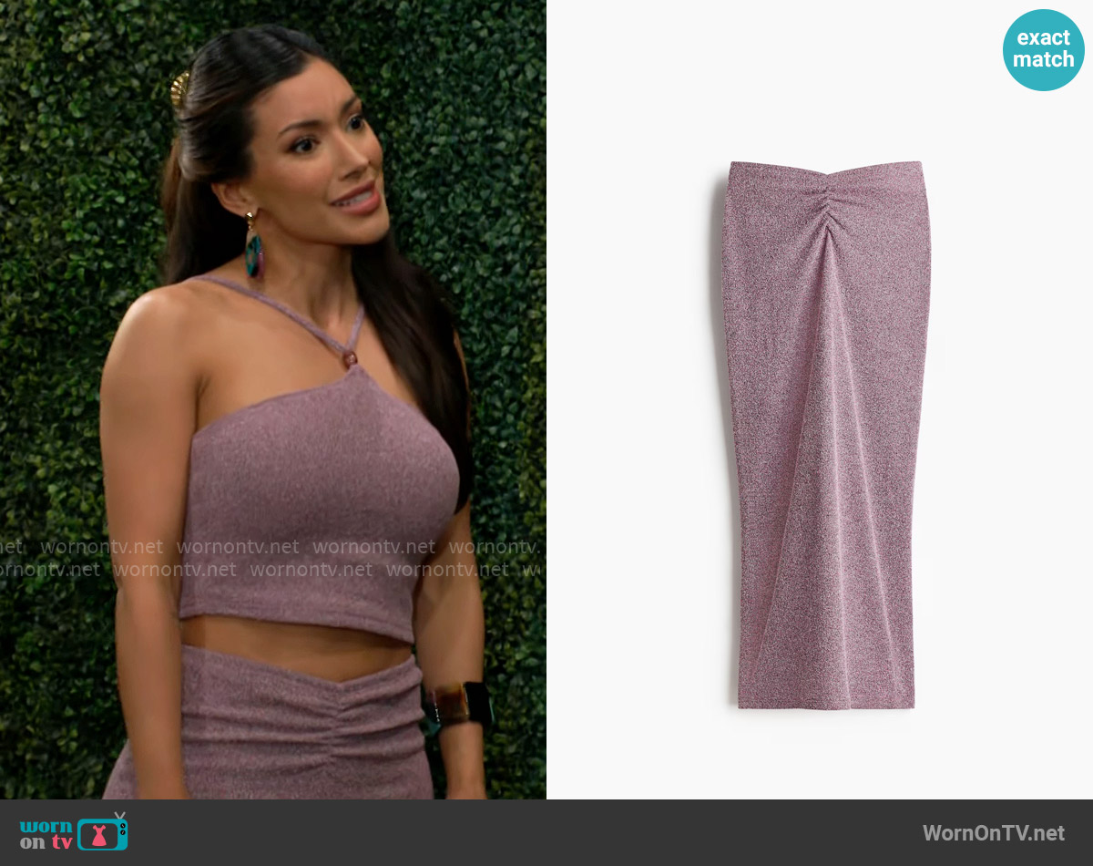 H&M Knit Ruched Detail Skirt worn by Audra Charles (Zuleyka Silver) on The Young and the Restless