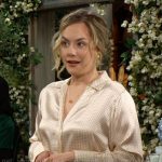 Hope’s ivory dotted blouse on The Bold and the Beautiful