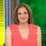 Jill Schlesinger’s coral v-neck dress on CBS Mornings