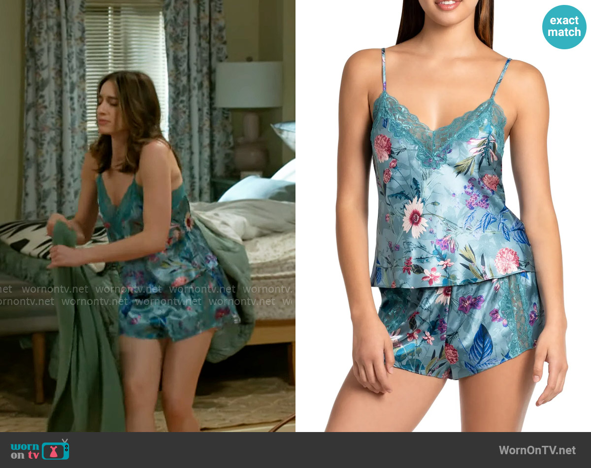 In Bloom by Jonquil Joelle Floral Lace Trim Satin Short Pajamas worn by Ashley Morgan (Jen Jacob) on Beyond the Gates