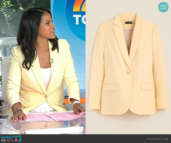 J. Crew Arden Blazer in luster canvas in Sweet Meringue worn by Laura Jarrett on Today