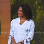 Janai’s blue striped bow sleeve dress on Good Morning America