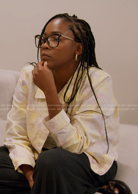 Jasmine’s tie dye cropped denim jacket on The Valley