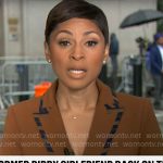 Jericka Duncan’s brown striped-trim blazer on CBS Mornings