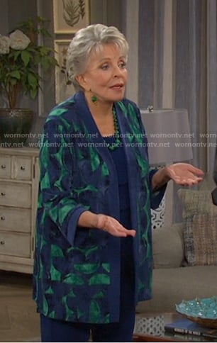 Julie’s blue and green print jacket on Days of our Lives