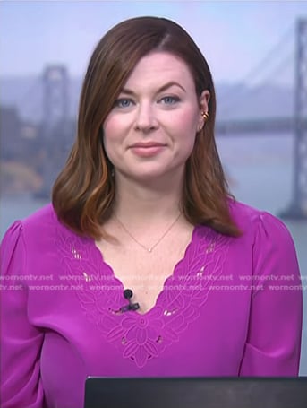 Kate Rogers’s purple floral top on NBC News Daily