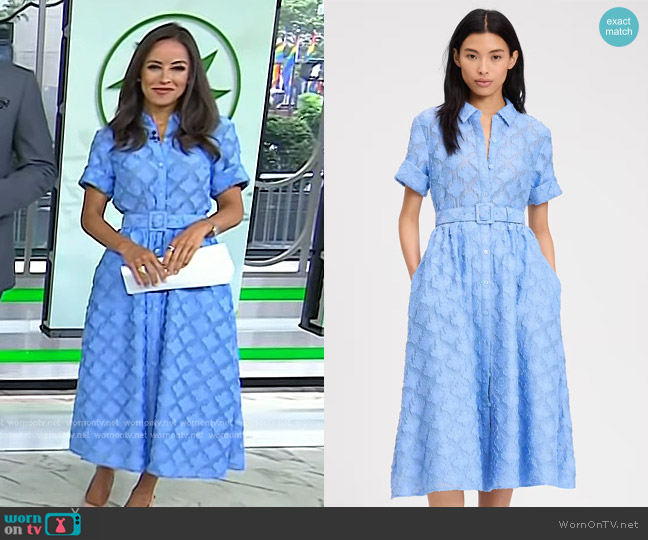 Kate Spade Belted Midi Shirt Dress in Diamond Blue worn by Kaylee Hartung on Today