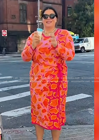 Katie Sturino’s pink print wrap dress on Today