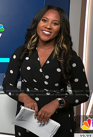Kay Angrum’s black polka dot dress on NBC News Daily