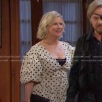Kayla’s white polka dot puff sleeve dress on Days of our Lives