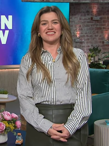 Kelly’s striped studded shirt on The Kelly Clarkson Show