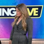 Kelly’s gray metallic stripe blazer dress on The Kelly Clarkson Show