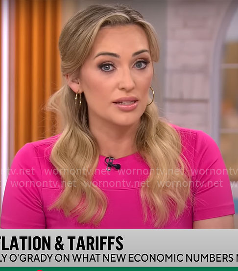 Kelly O’Grady’s pink short sleeve dress on CBS Mornings
