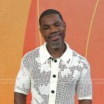 Kirk Franklin’s white floral mesh shirt on Today