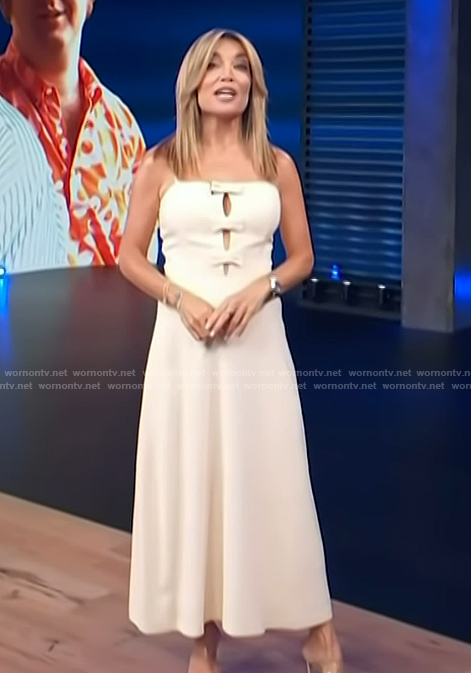 Kit’s white bow detail dress on Access Hollywood