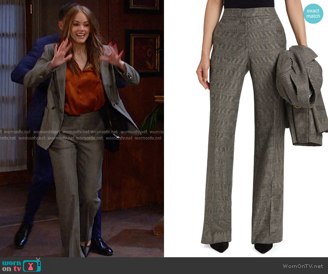 Kobi Halperin Nemo Plaid Straight-Leg Pants worn by Stephanie Johnson (Abigail Klein) on Days of our Lives