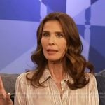 Kristian Alfonso’s beige striped blouse on Access Hollywood