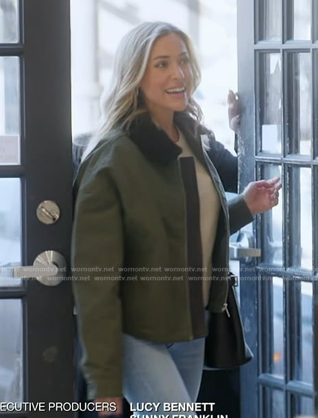 Kristin’s green oversized bomber jacket on Honestly Cavallari The Headline Tour