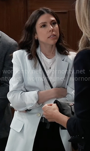 Kristina’s light blue linen blazer on General Hospital