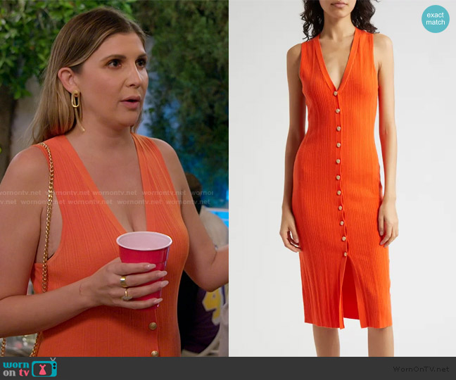 L'Agence Domino Sleeveless Button Dress worn by Janet Caperna on The Valley