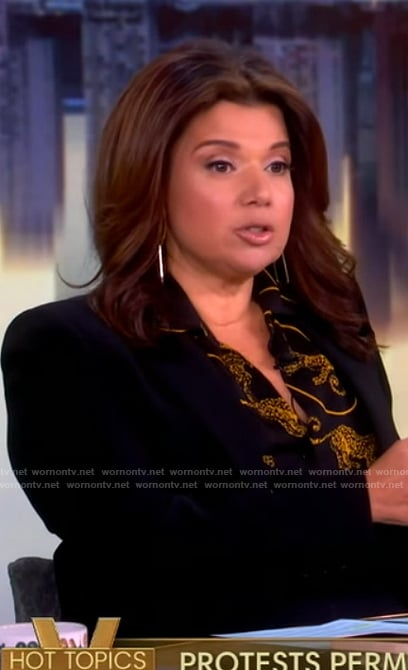 Ana’s black tiger print blouse on The View