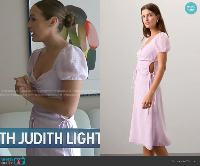 Louna Cut Out Dress in Purple worn by Emily Orozco on Access Hollywood