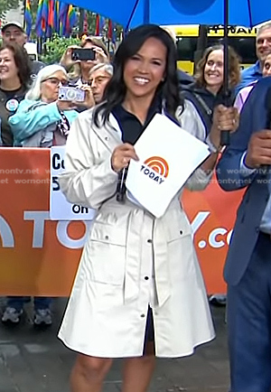 Laura’s white rain coat on Today