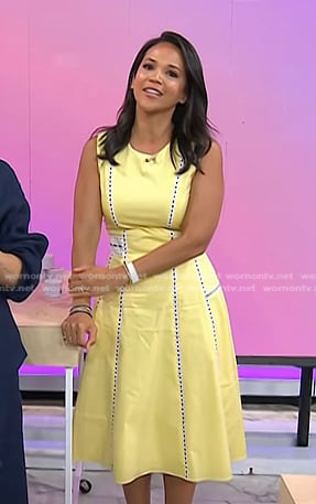 Laura’s yellow lace trim midi dress on Today