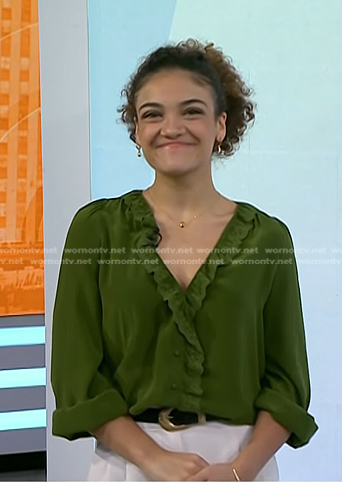 Laurie Hernandez’s green ruffle blouse on Today