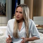 Lulu’s light blue button down top on General Hospital