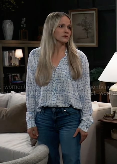 Lulu’s blue and white printed shirt on General Hospital