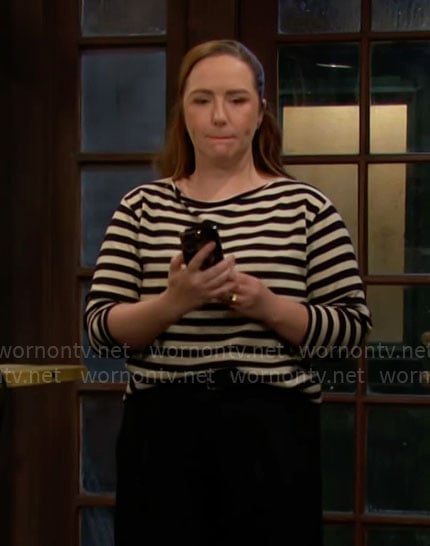 Mariah’s striped long sleeve top on The Young and the Restless