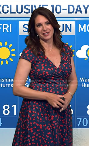 Maria’s navy and red floral print dress on Today