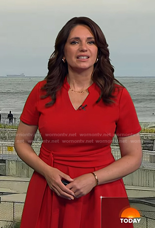 Maria’s red v-neck short sleeve dress on Today