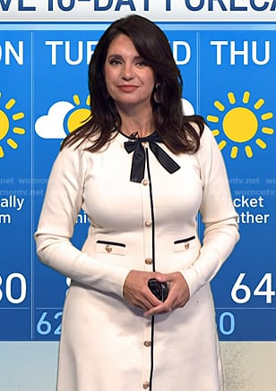 Maria’s white button front dress with bow on Today