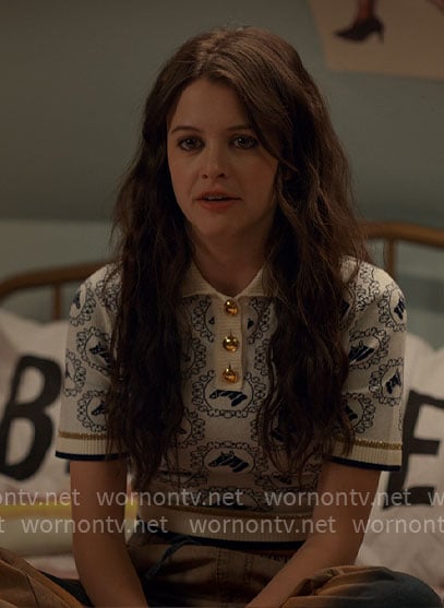 Maxine’s horse print polo sweater on Ginny & Georgia