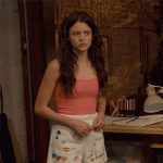 Maxine’s white icon print shorts on Ginny & Georgia