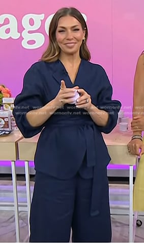 Melissa Garcia’s navy wrap top and pants on Today