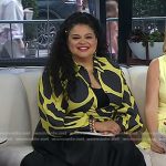 Michelle Buteau’s yellow print blouse and black skirt on Today