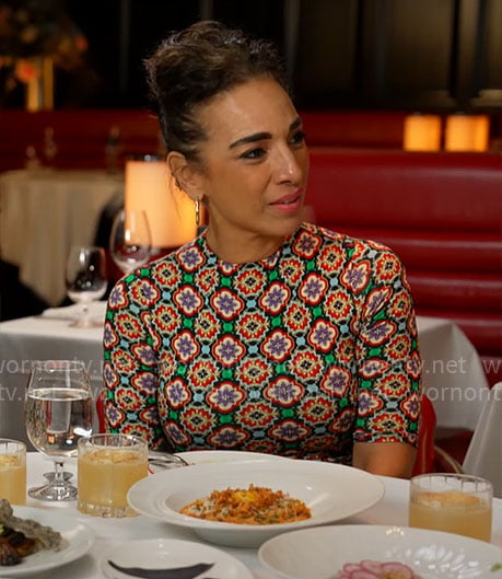 Michelle Miller’s flower mosaic dress on CBS Mornings