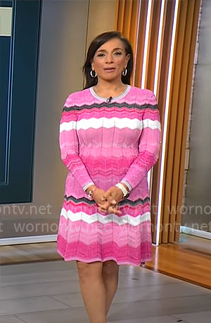Michelle Miller’s pink chevron striped dress on CBS Mornings