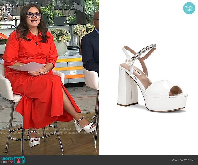 Miu Miu Platform Sandal in Bianco worn by Savannah Sellers on Today