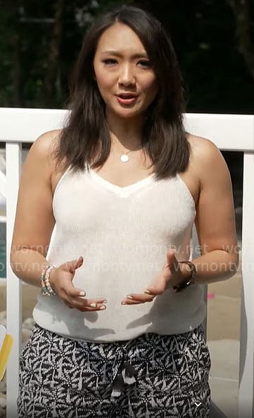 Nancy Chen’s knit tank top and printed shorts on CBS Mornings