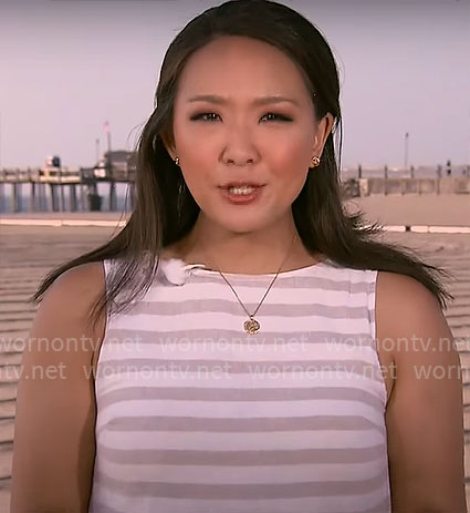 Nancy Chen’s stripe mini dress on CBS Mornings