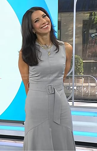 Natalie’s grey belted midi dress on Today